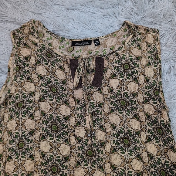 Notations Shirt Womens‎ M Petite Blouse Paisley Top Casual Comfy Sleeveless - Picture 8 of 8